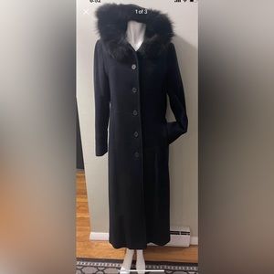 Long wool hooded coat